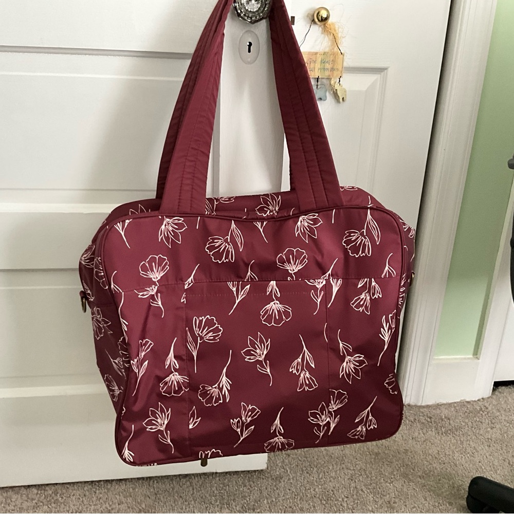 Floral Burgundy Tote Bag